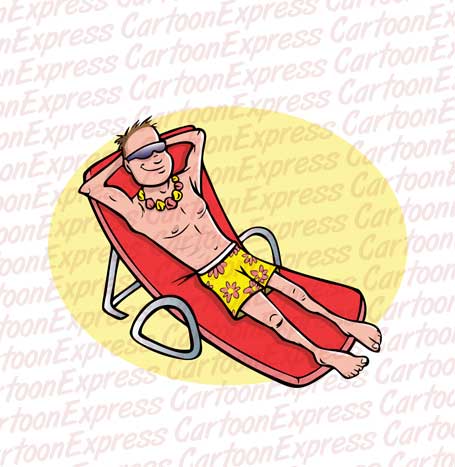 man tanning beach